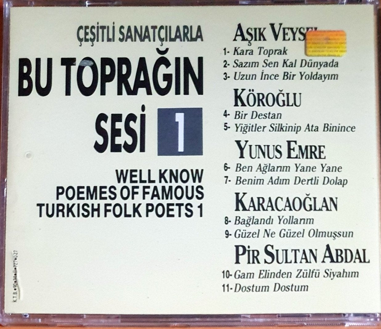 Bu toprağın Sesi 1 CD -Çeşitli Sanatçılarla( CD ) Türk Halk | CD