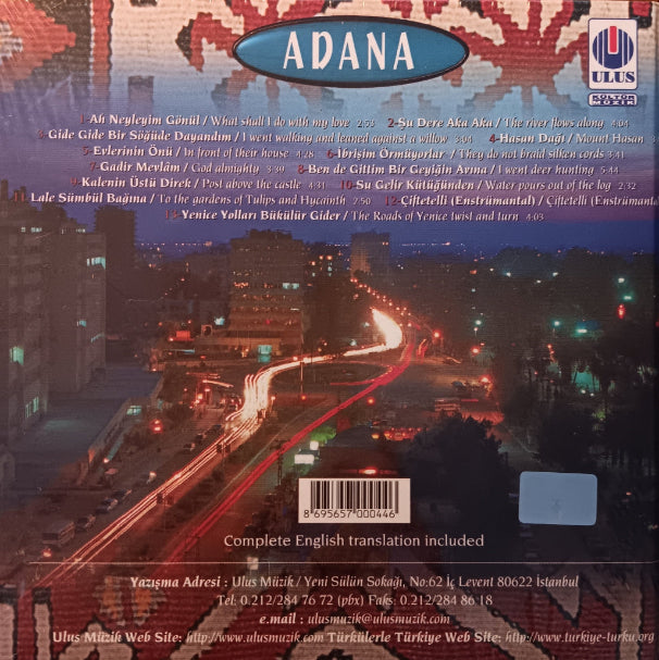 Türkülerle Türkiye - Türkülerle Türkiye | 01 Adana (CD) Türk Halk | Müziği | CD