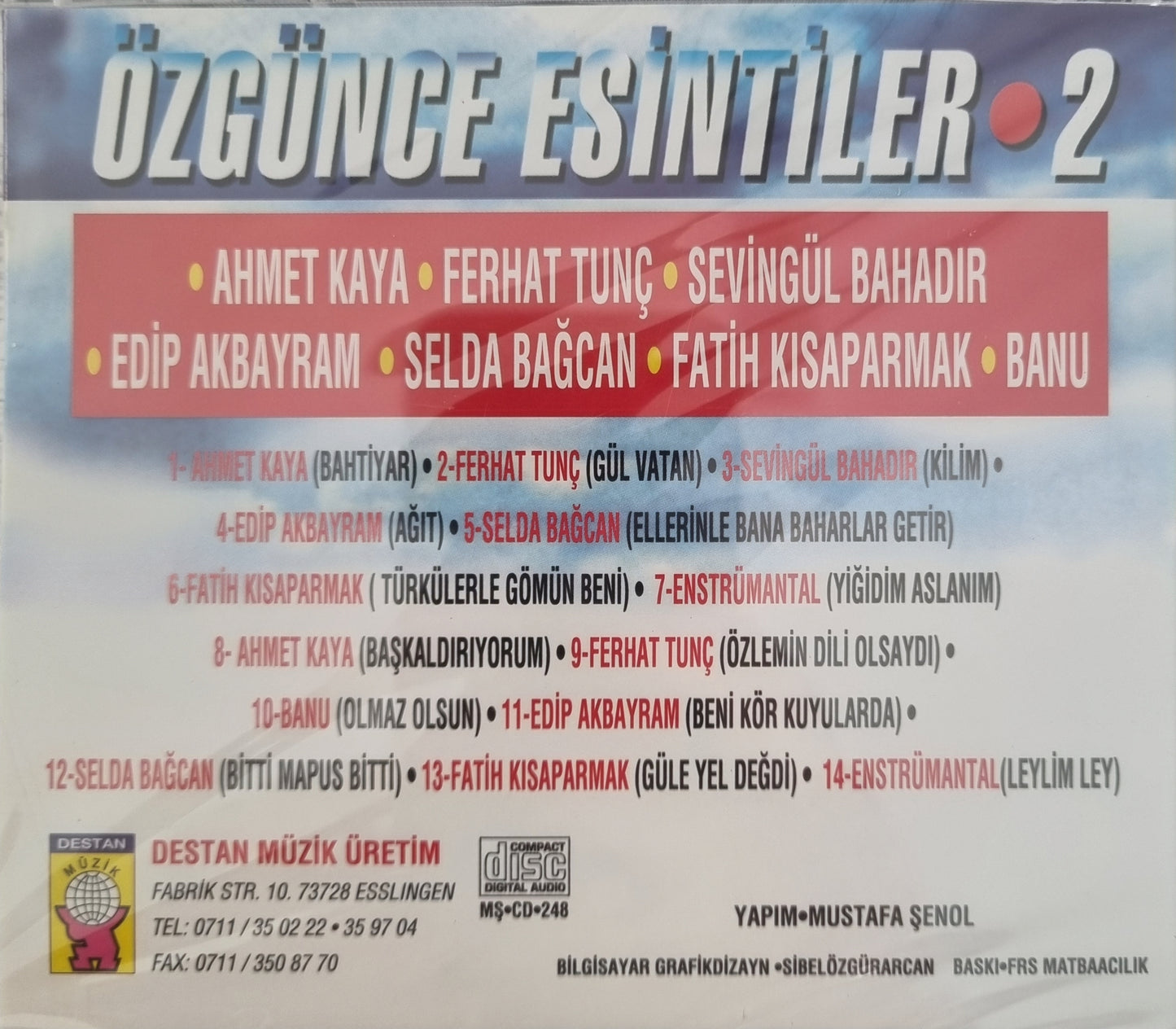 ÖZGÜNCE ESiNTiLER 2 CD -(Destan Müzik-ALMANYA Stuttgart-Esslingen Baski CD)