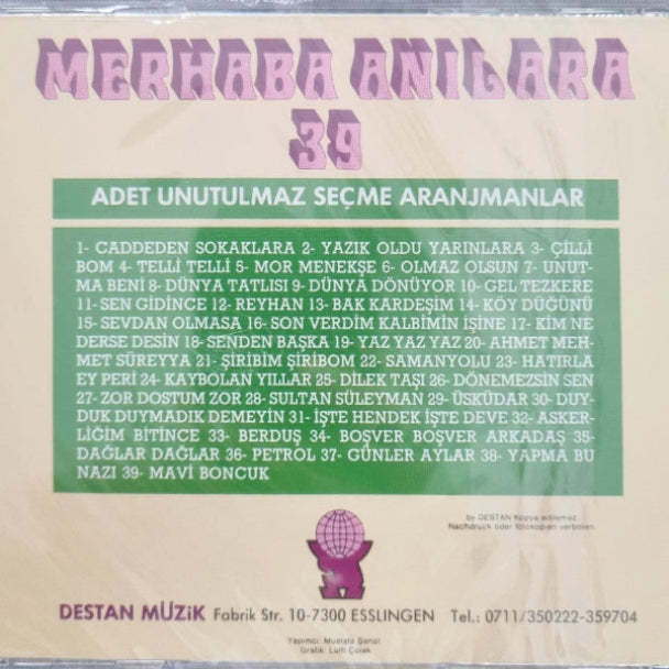 Türk Aşk Sarkıları - 39 | Seçme Arajmanlar(DESTAN Müzik | Almanya | Esslingen |CD)