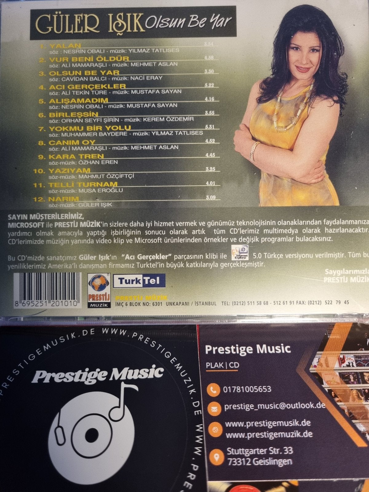 GÜLER IŞIK CD - GÜLER ISIK OLSUN BE YAR CD (Prestij Müzik)Türk | Halk | Müziği | CD