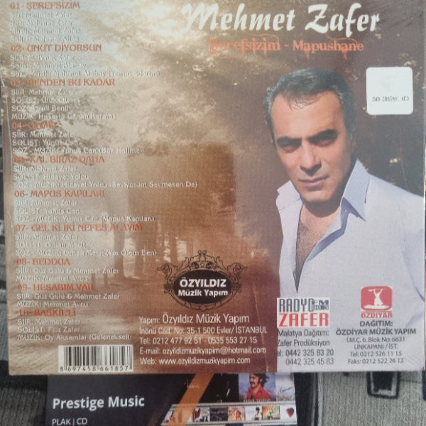 Mehmet Zafer | Şerefsizim | Mapushane | CD | Arabesk | Şiir