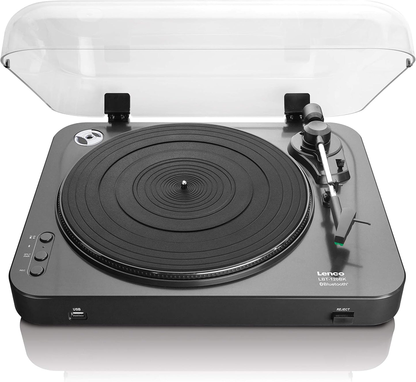 Lenco LBT-120 BK – Moderner Halbautomatischer USB-Plattenspieler – Mit Bluetooth & Riemenantrieb