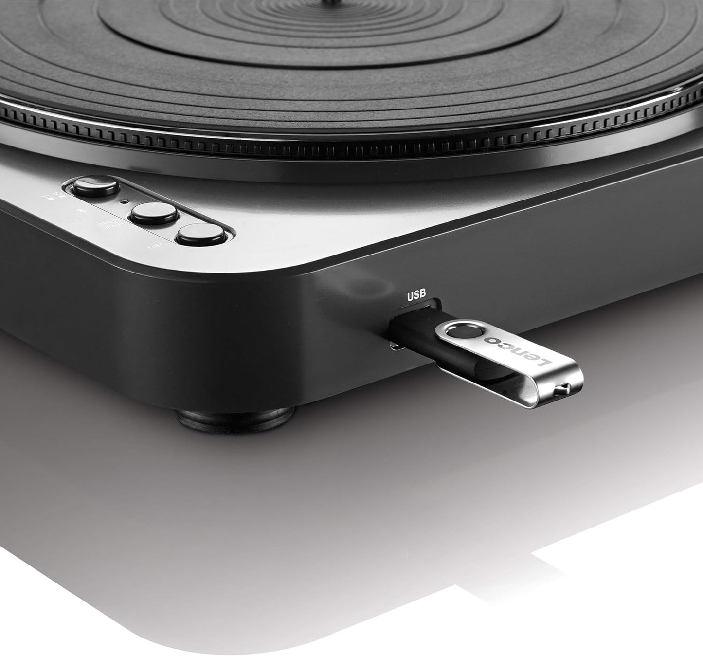 Lenco LBT-120 BK – Moderner Halbautomatischer USB-Plattenspieler – Mit Bluetooth & Riemenantrieb