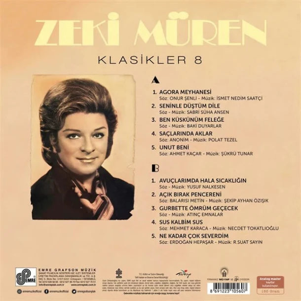 Zeki Müren Plak| Klasikler 8 (Türk Sanat | Sanat Müziği |Plak) vinil plak | LP