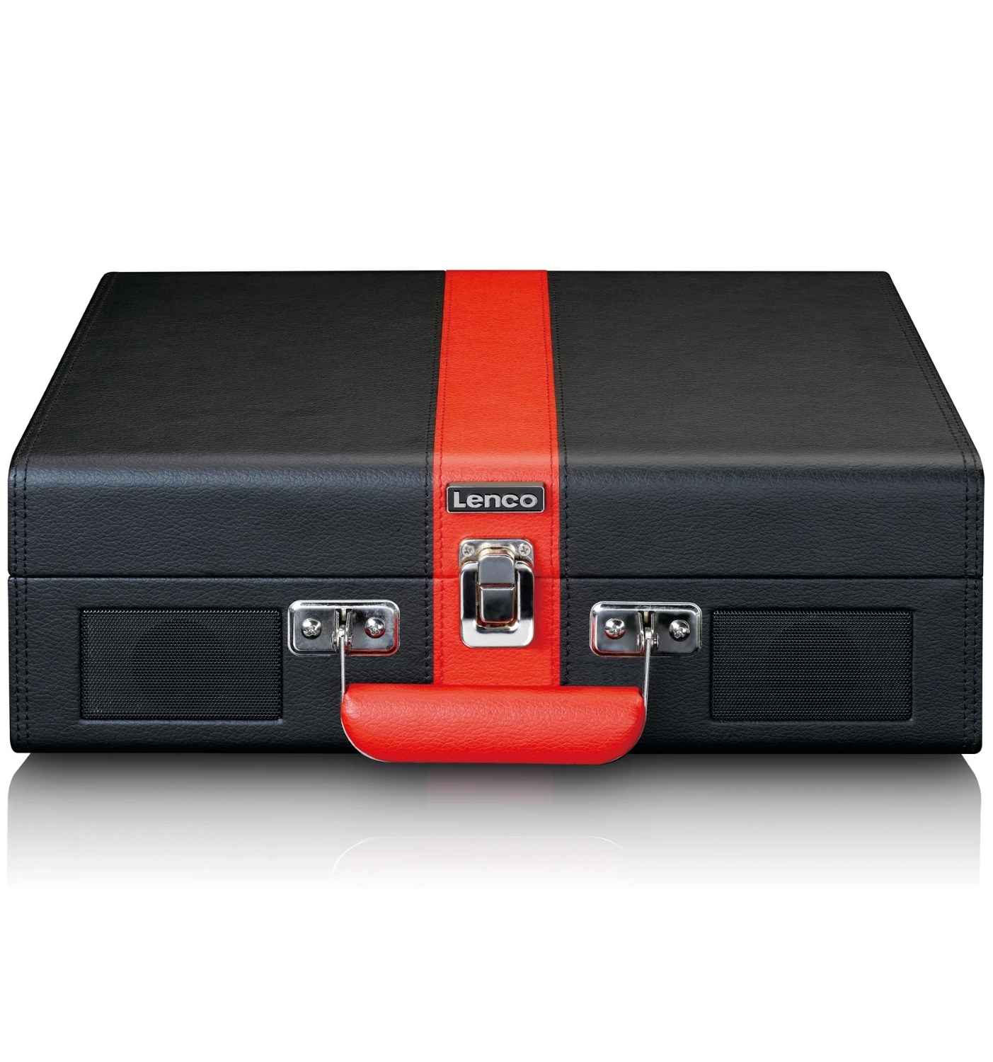 Lenco TT-110 BKRD – Tragbarer Retro-Kofferplattenspieler – Mit Bluetooth & Integrierten Lautsprechern