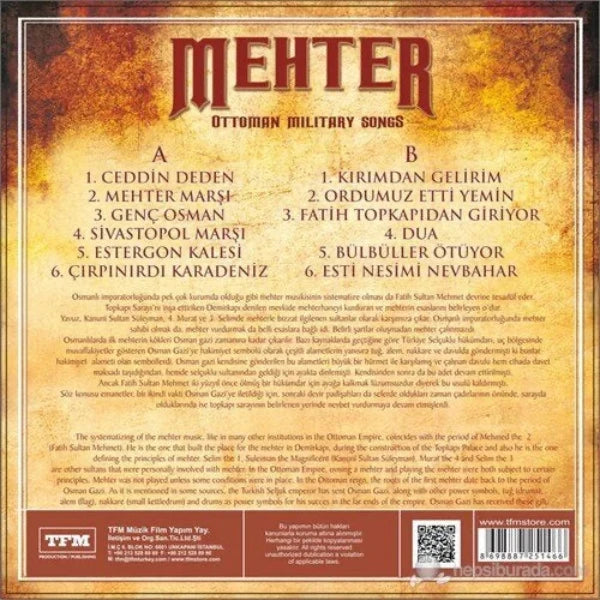 Mehter Marsi Plak-Mehter Marsi Ottoman Military Songs(Plak)Schallplatte-LP