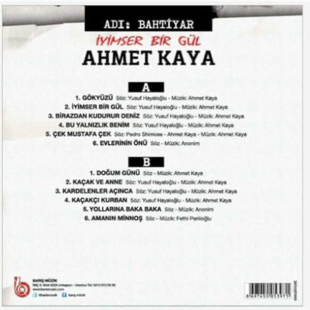 Ahmet Kaya Plak | Adı Bahtiyar | İyimser Bir Gül ( Türk Halk | Özgün | Protesto |Müzik | Plak) vinil plak | LP