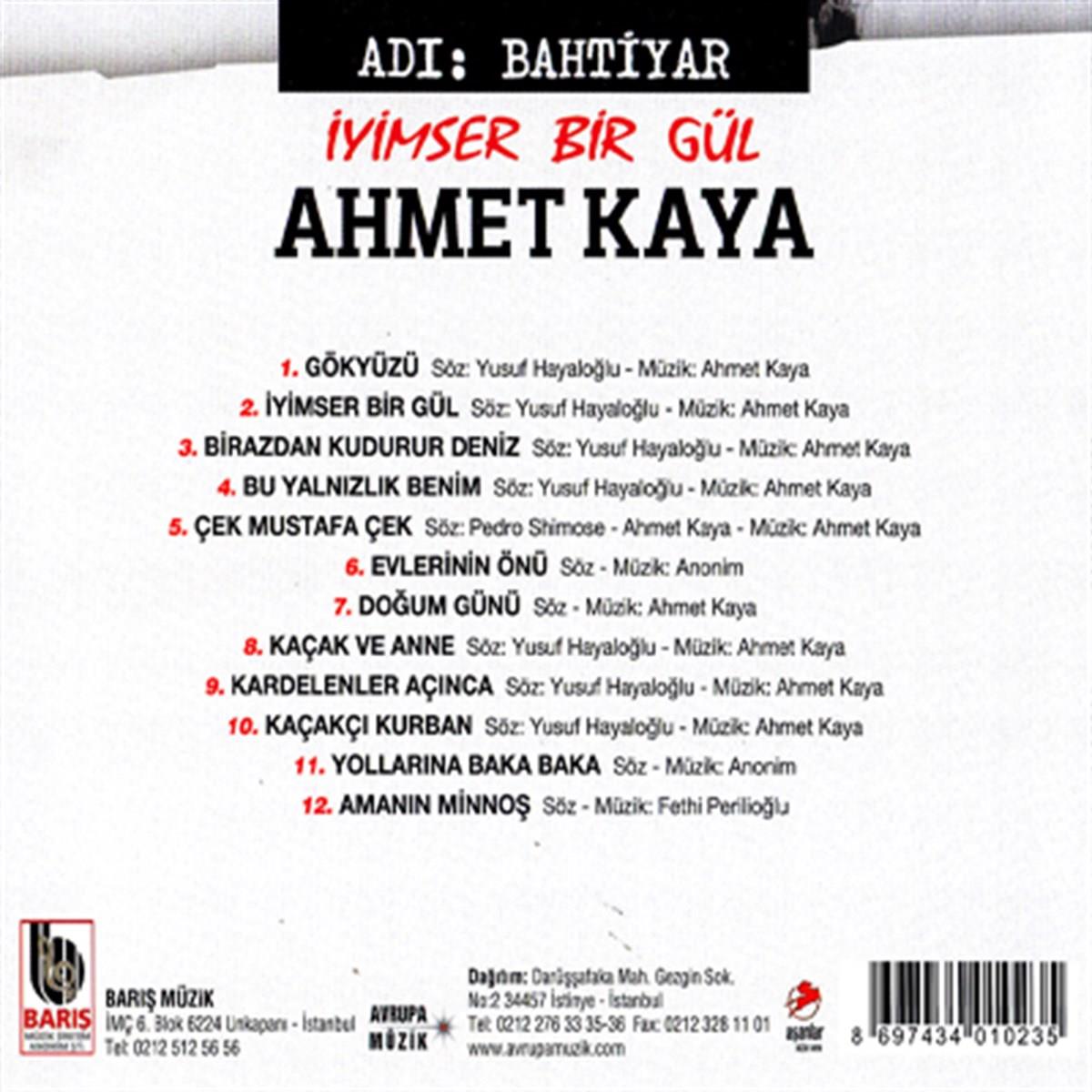 Ahmet Kaya | İyimser Bir Gül | Adı Bahtiyar | CD (Türk Halk | Özgün | Protesto | Müzik |CD)
