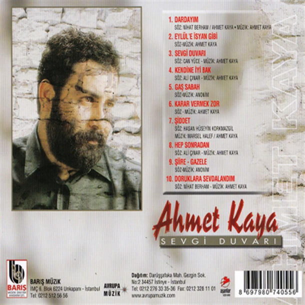 Ahmet Kaya CD | Ahmet Kaya Sevgi Duvarı ( Türkçe CD )Özgün | Protesto | Müzik |CD