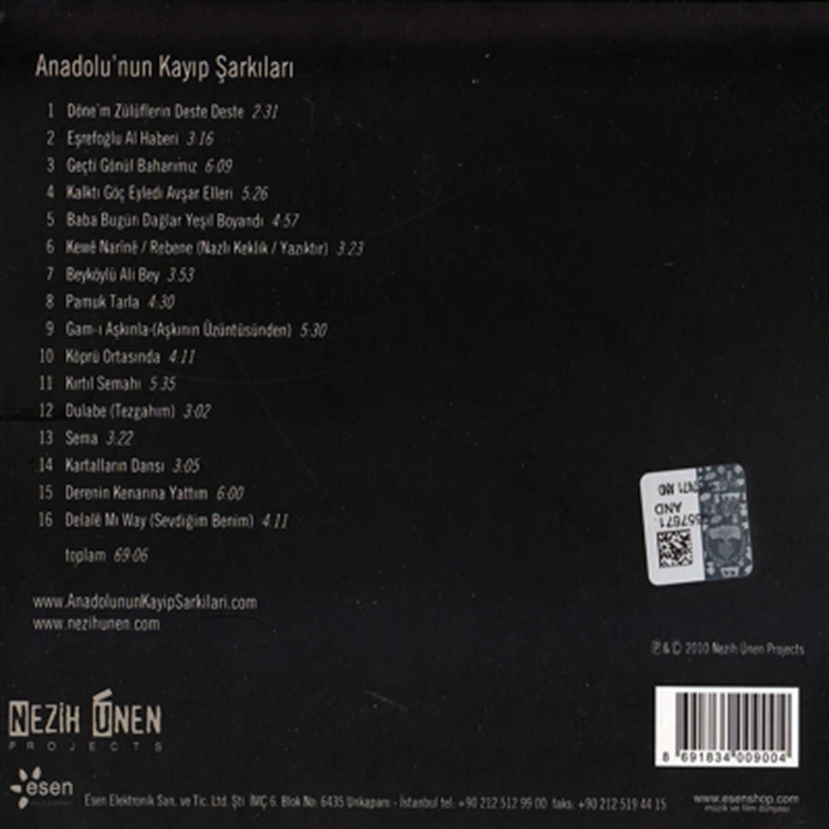 Anadolunun Kayıp Şarkıları | CD | Film Müzikleri Lost Songs of Anatolia (Halk Müziği CD)