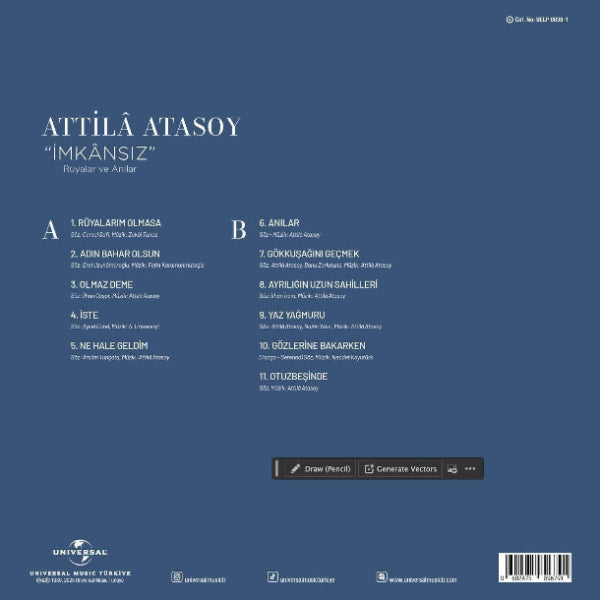 Attila Atasoy plak - İmkansız | Rüyalar ve Anılar Plak | Schallplatte | LP | sipariş