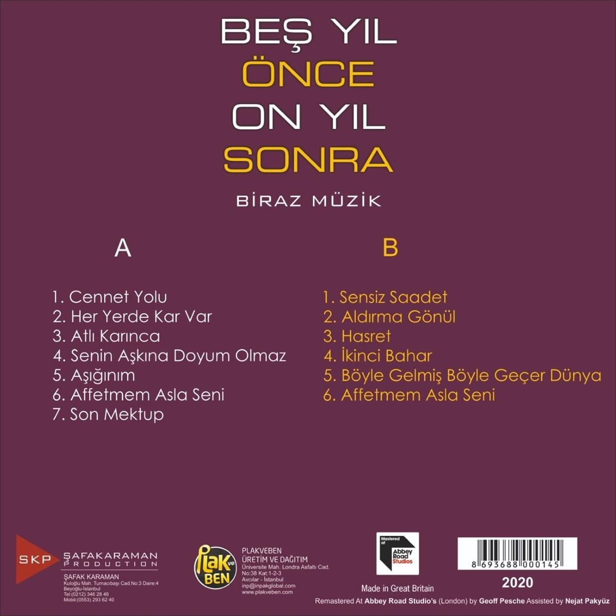 Beş Yıl Önce On Yıl Sonra - Biraz Müzik (Plak)Türkçe | Pop | Plak | kayıt | LP