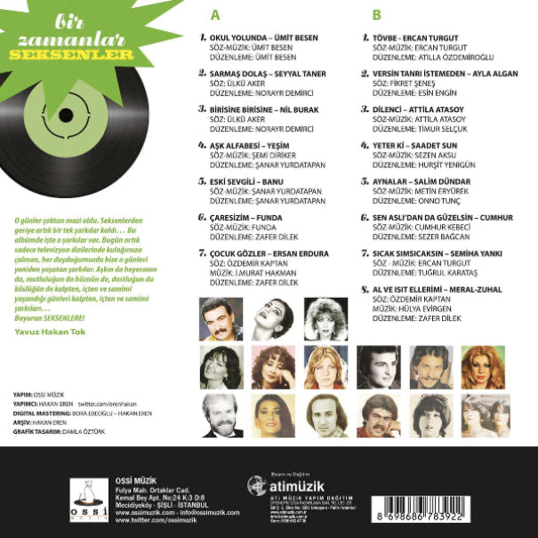 Çeşitli Sanatçılar - Bir Zamanlar Seksenler Plak |Türkçe Plak | Nostalji | Eski | Pop | Müzik | Plak