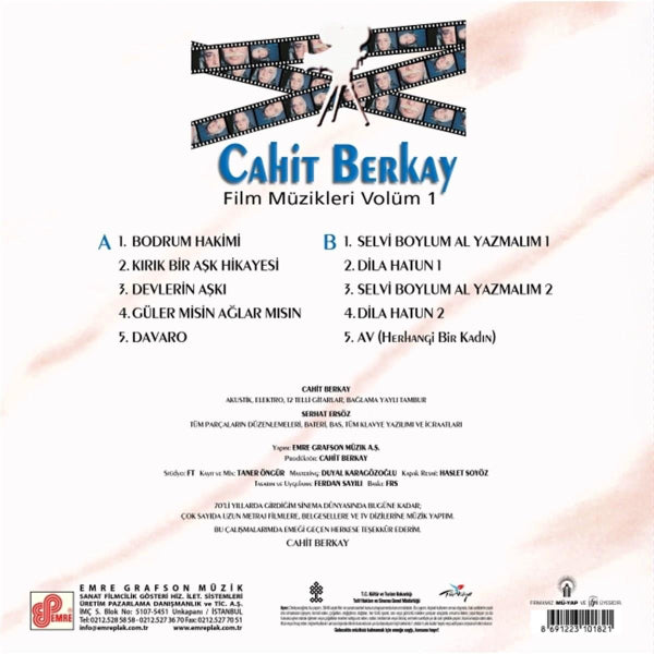 Cahit Berkay Plak - Film Müzikleri 1 (Türkçe Enstrümantal) | Film ve dizi müzikleri | Plak| LP | Kayıt)