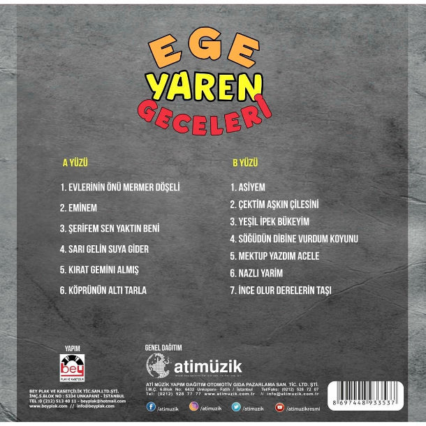 Ege Yaren Geceleri (Plak) Türk halk | Plak | kayıt | LP