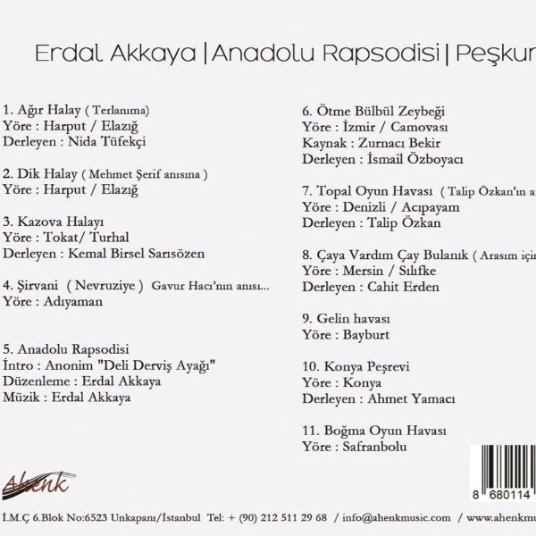 Erdal Akkaya - Anadolu Rapsodisi | Peşkun (CD) Enstrümantal | Müzik | CD