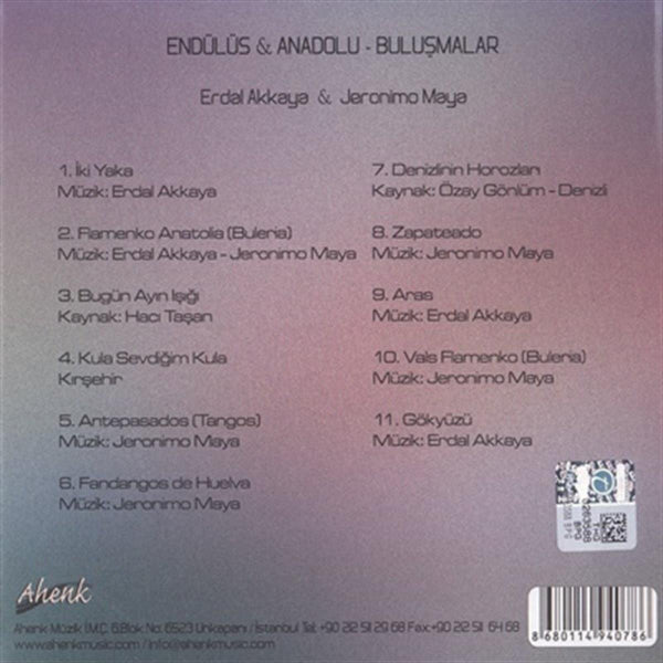 Erdal Akkaya | Jeronimo Maya | CD |Endülüs - Anadolu - Buluşmalar | CD | Enstrumantal - Müzik CD