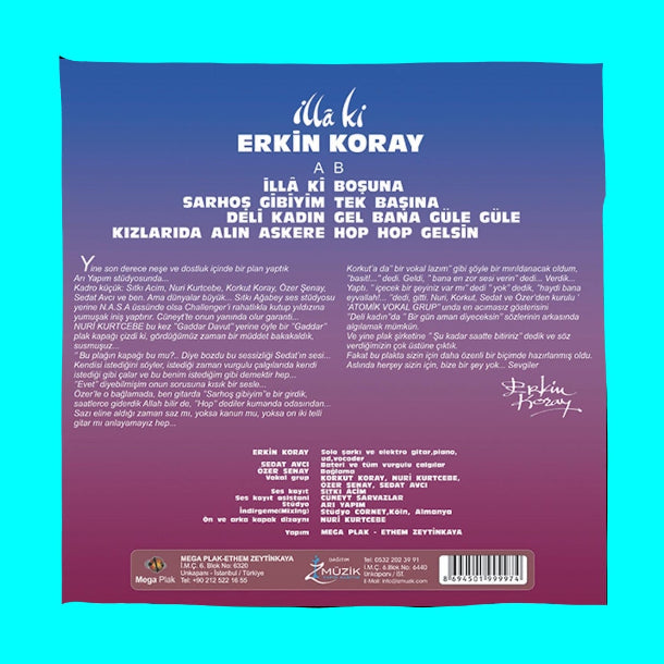 Erkin Koray - İlla Ki (Plak) illa ki - Erkin Koray Plak | Türk Rock | Türkçe | Rock | Plak | LP