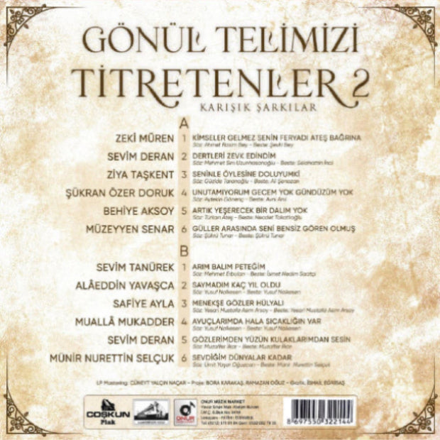 Gönül Telimizi Titretenler plak 2 ( Plak ) Sanat | Plak |kayıt| LP( Türk Sanat Müziği )
