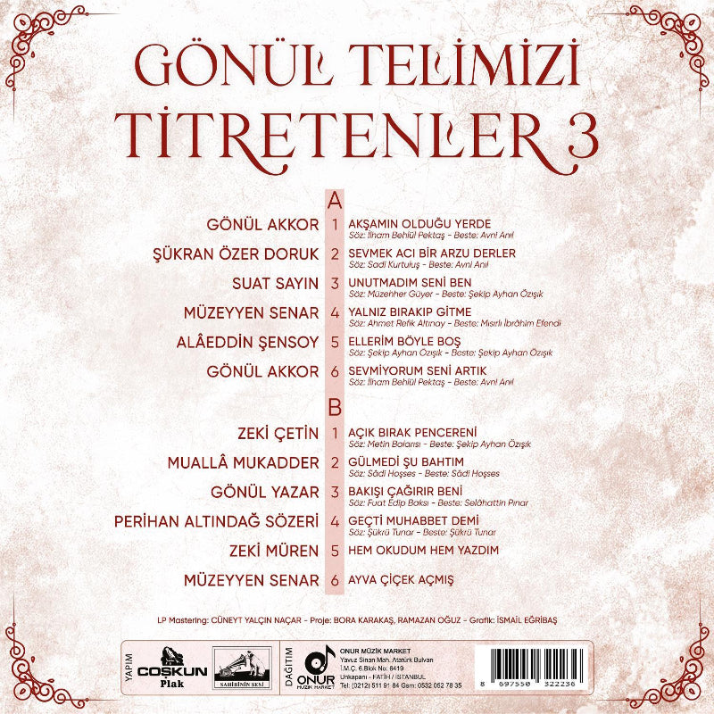 Gönül Telimizi Titretenler 3 - Çeşitli Sanatçılar ( Plak ) Türk Sanat | Plak | kayıt | LP