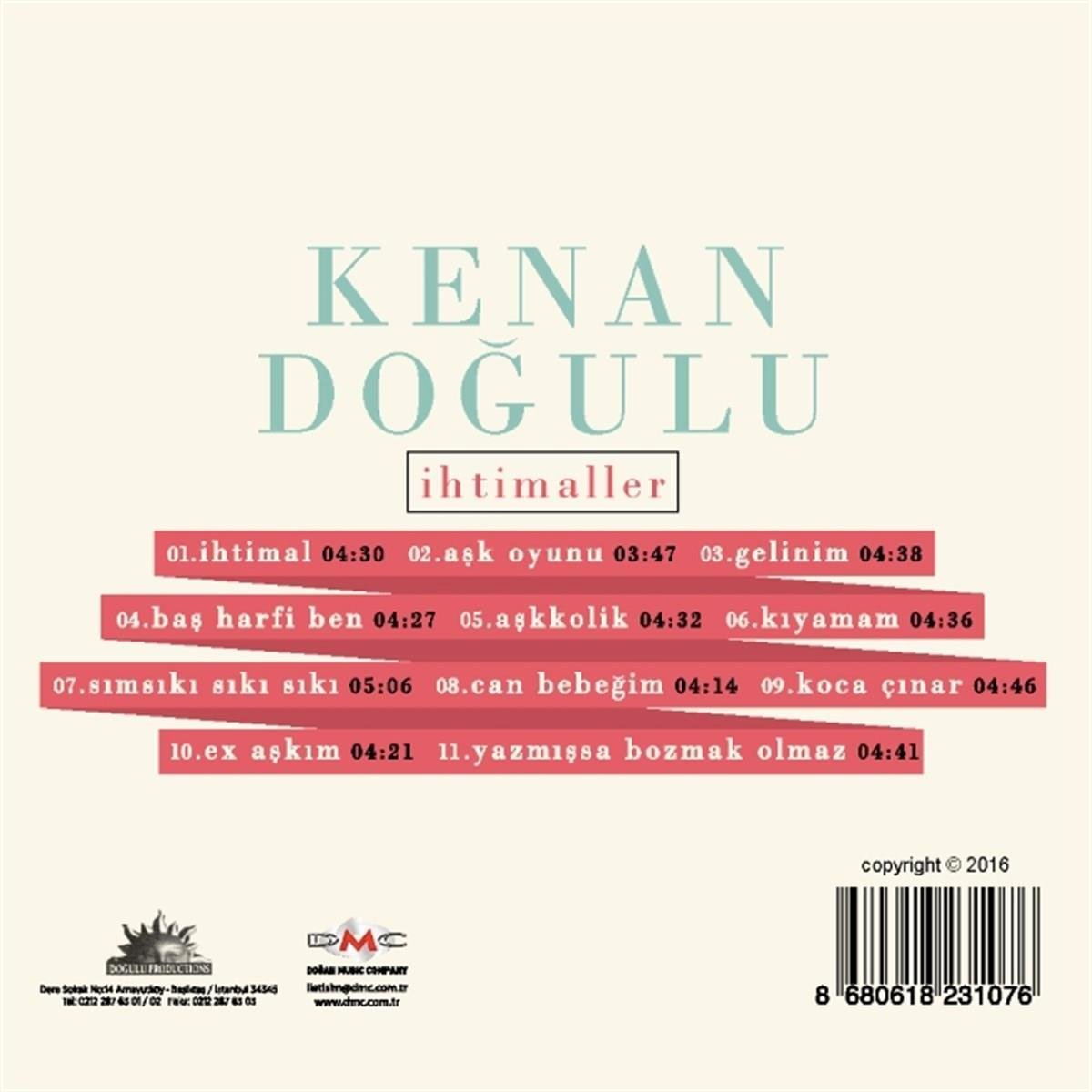 Kenan Doğulu CD| Kenan Doğulu - İhtimaller |Türkçe |Türkce pop |Türk popu | CD