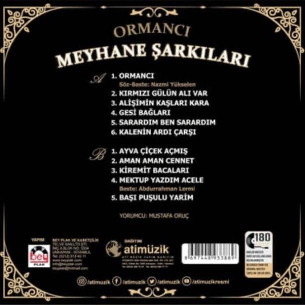 Meyhane Şarkıları -Ormancı (Plak) Türk Sanat | Şarkılar | müziği | Plak | kayıt | LP