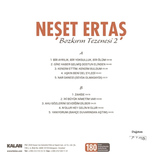 Neşet Ertaş Plak|Bozkırın Tezenesi 2 Plak|Türk Halk Plak|LP