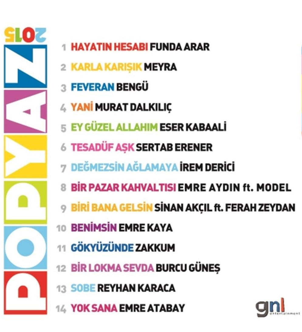 Pop Yaz 2015 (CD)Türkçe | Türkçe |Pop | CD