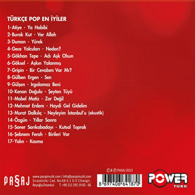 Power Türk| Türkçe Pop | Kaynak| En İyiler-Türkçe karışık | pop | Kaynak |CD