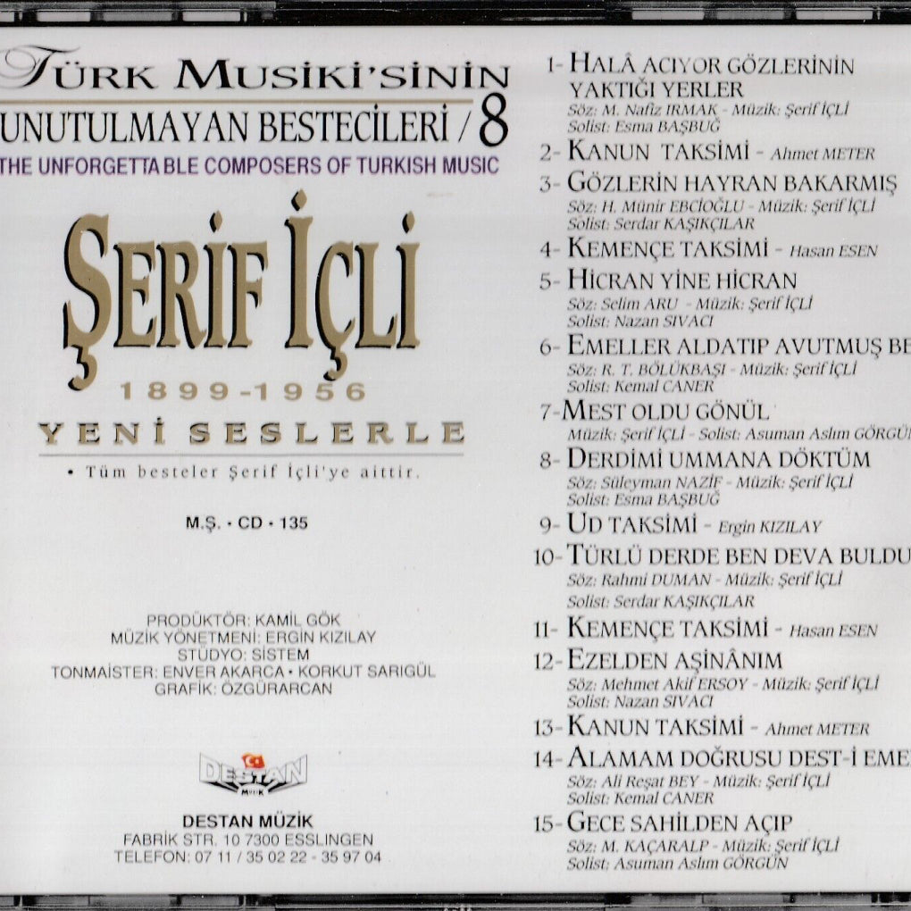 Şerif İçli - Türk Musikisinin Unutulmayan Bestecileri 8 (Türkische Kunstmusik | Destan Müzik | CD)