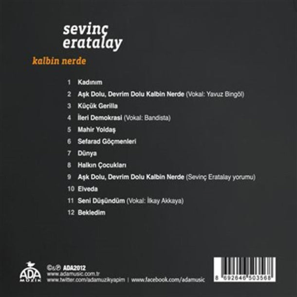 Sevinç Eratalay - Kalbin Nerde CD | Özgün | protest müzik | halk müzigi | Volksmusik CD