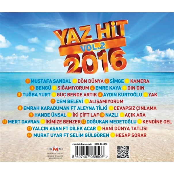 Yaz Hit 2016 - Vol.2 ( CD )Türkçe | karışık | En iyi | eski | Pop | Müzik | CD