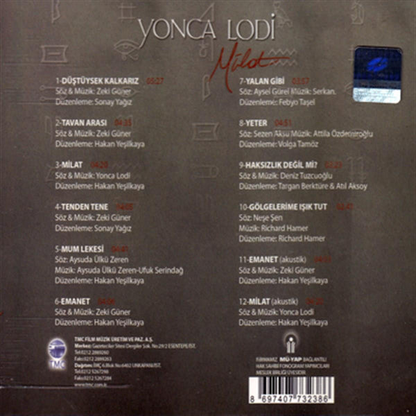 Yonca Lodi - Milat | CD (Türkischer Pop | CD) Türkçe | Pop | Türk Pop | CD