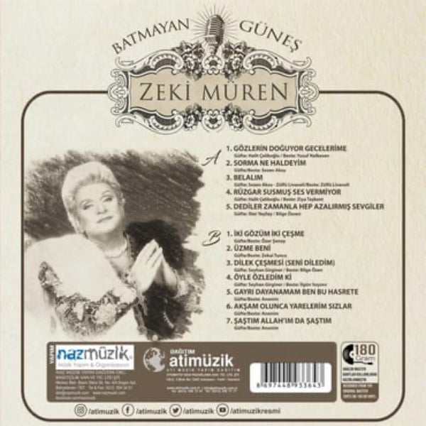 Zeki Müren Plak| Batmayan Güneş (Türk Sanat) | Müziği |Plak) vinil plak | LP