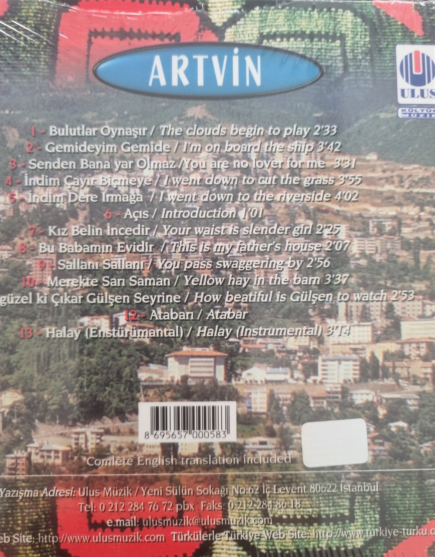 TÜRKÜLERLE ARTVIN TÜRKIYE KÜLTÜR SERISI CD+Kitap / Türkülerle Artvin Türkiye Kültür Serisi Cd