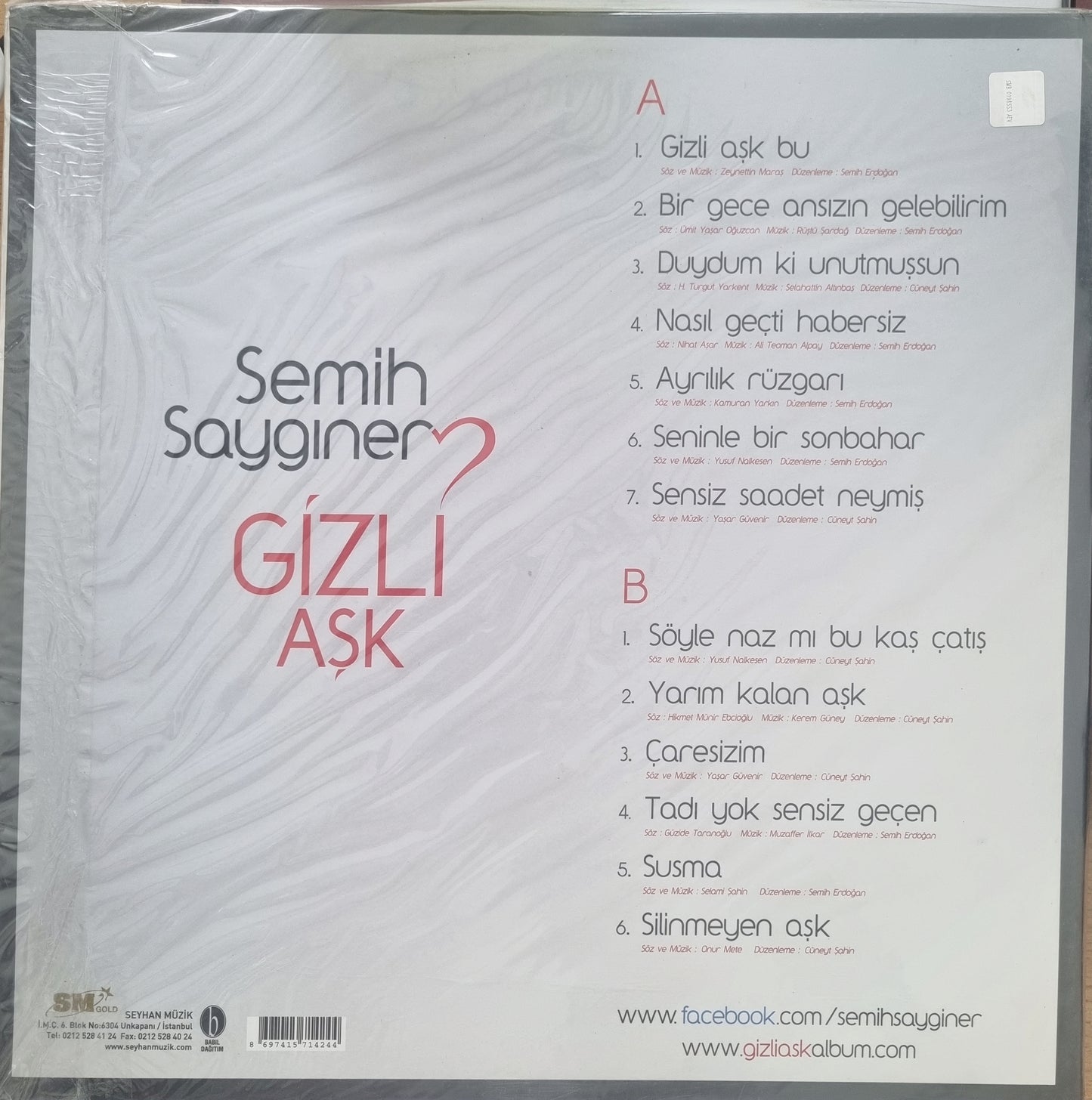 Semih SAYGINER- Gizli Aşk Plak/Schallplatten/Vinyl/Seyhan Müzik