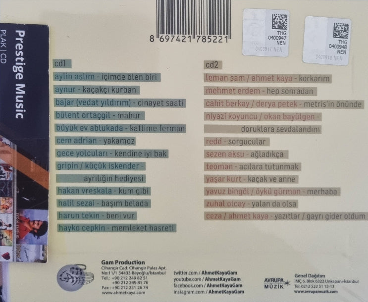 Ahmet Kaya CD | Ahmet Kaya Bir Eksiğiz | Türk Halk | Özgün | Protesto | Müzik | CD ( Türkçe CD )