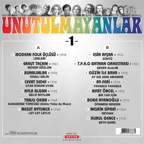 UNUTULMAYANLAR 1 ODEON KOLEKSİYON PLAK / RECORD -unutulmiyanlar 1 poster / plak