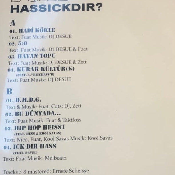 Fuat Ergin | HASSICKDIR? | Plak | Türkisch Rap | Hip-Hop | Türkçe Rap | Plak | Schallplatte | LP