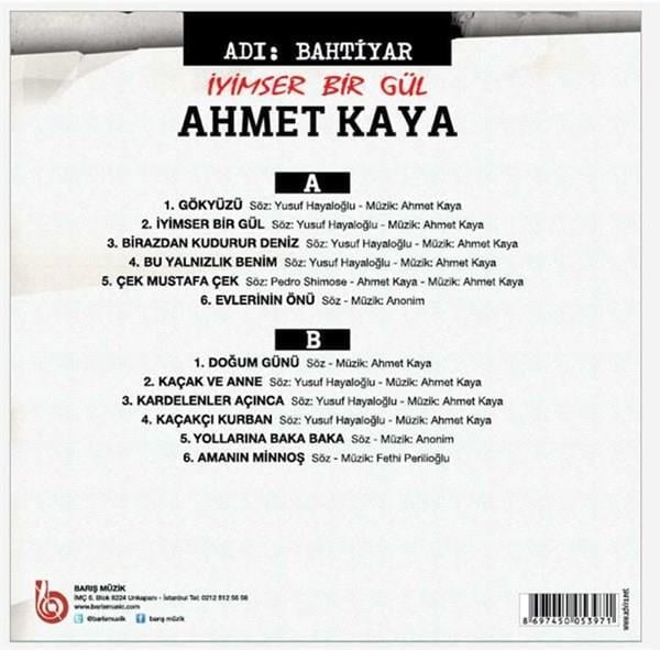 Ahmet Kaya - Adı Bahtiyar -Adi Bahtiyar- İyimser Bir Gül (Plak)Schallplatte