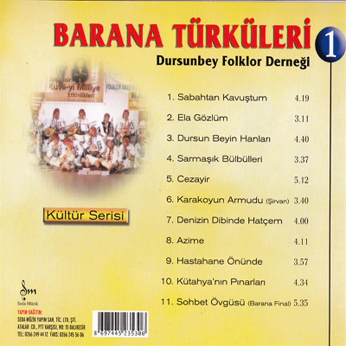 Barana Türküleri | Barana Türküleri 1 ( CD )Türk Halk |Türk halk müziği CD