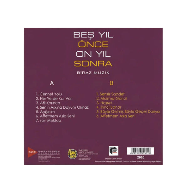 Beş Yıl Önce On Yıl Sonra - Biraz Müzik (Plak)Türkçe | Pop | Plak | kayıt | LP