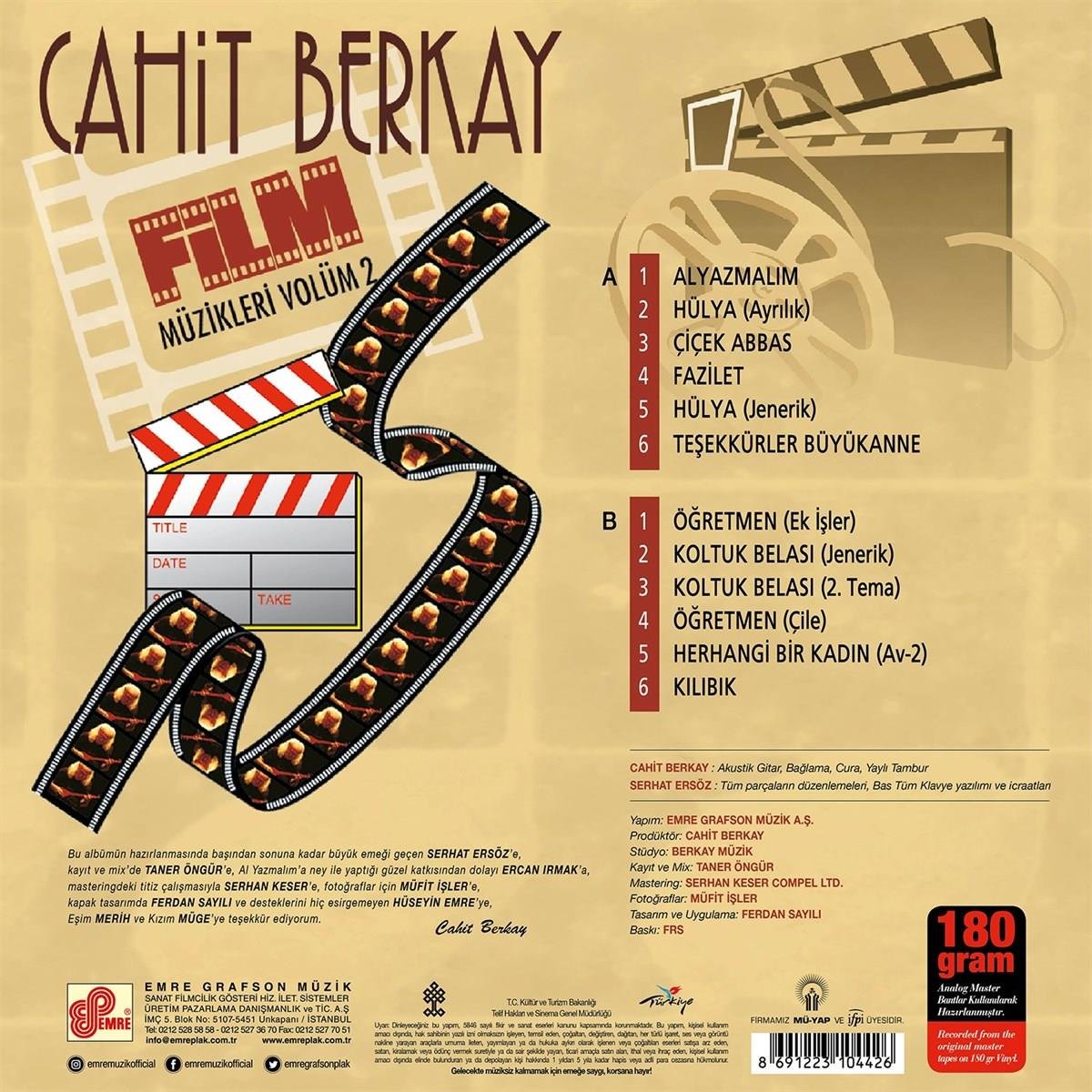 CAHIT BERKAY-FILM MÜZIKLERI VOL.2 CD / Cahit Berkay -Film müzikleri Vol.2 Cd