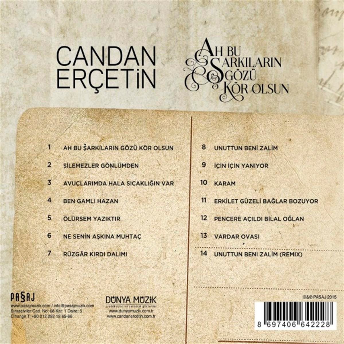 Pasaj Müzik Candan Erçetin - Ah Bu Şarkıların Gözü Kör Olsun (CD)