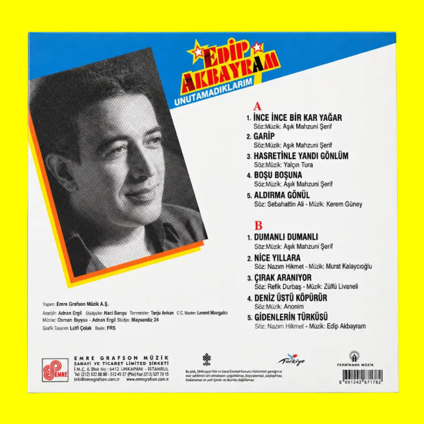 Edip Akbayram - Unutamadıklarım (PLAK) Edip Akbayram Unutamadıklarım Plak | Özgün müzik | Türk rock | halk müziği | LP