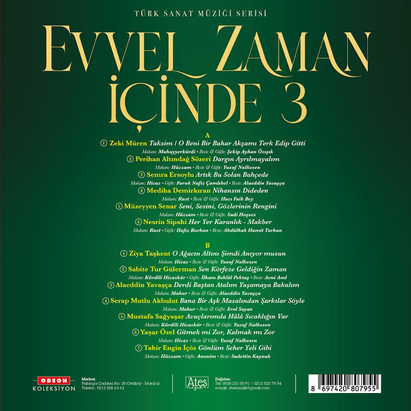 Evvel Zaman İçinde Vol. 3 (Plak)karışık Türk Sanat | müziği |Plak | Schallplatte | LP