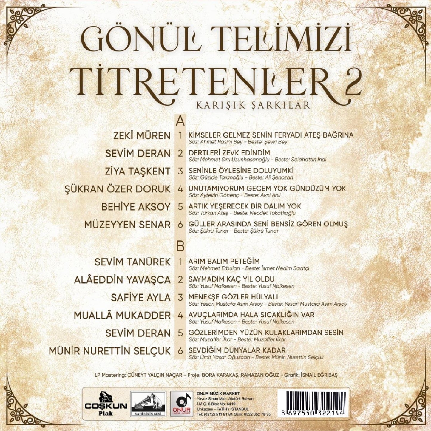 GÖNÜL TELIMIZI TITRETENLER 2/gönül telimizi tittrittler 2/karisik şarkılar / KARISIK SARKILAR /TSM /tsm /record - vinil - poster