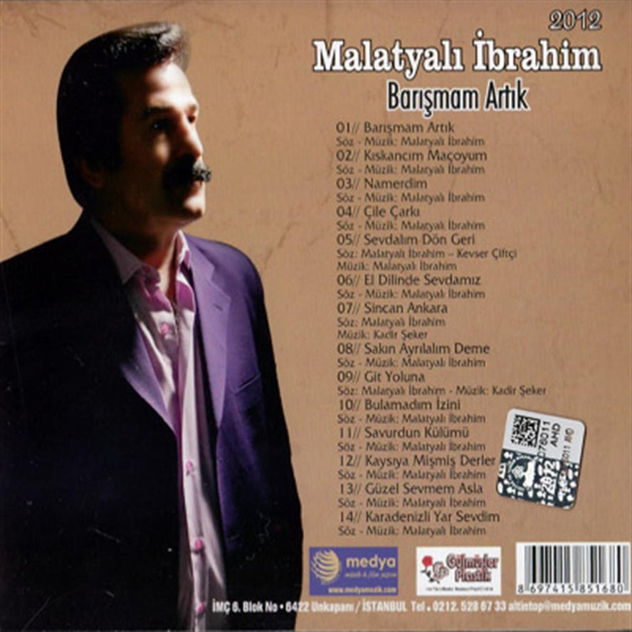 Malatyalı İbrahim - Barışmam Artık (CD) Halk | Müziği |CD
