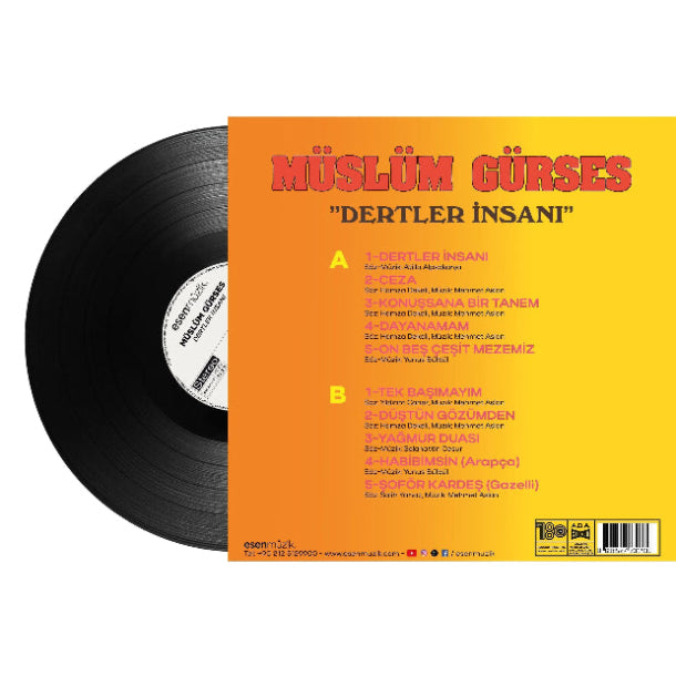 Müslüm Gürses Plak | Dertler İnsanı ( Arabesk | müzik | Plak | kayıt | LP